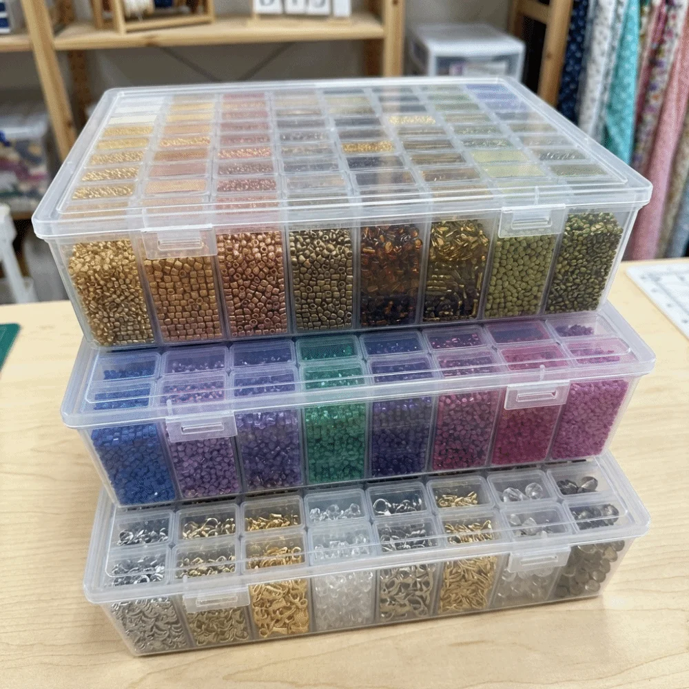 

Plastic Perler Beads Storage Box Transparent Large Capacity Beads Storage Box Dust-proof with Lid Melting Beads Storage Case