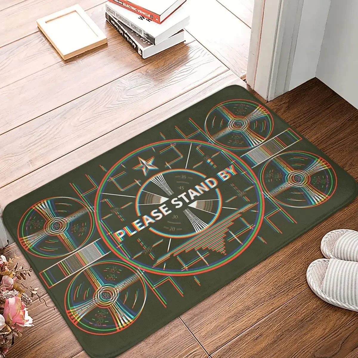 Retro Bathroom Mat Please Stand By Kaliedoscope Rug Home Doormat Living Room Carpet Decoration