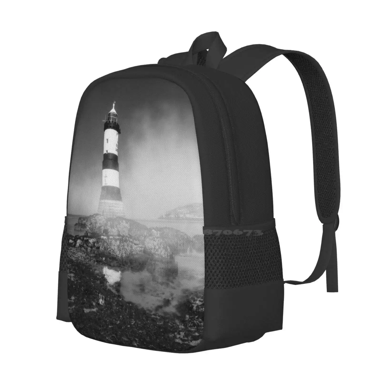 Penmon Lighthouse Hot Sale Schoolbag Backpack Fashion Bags Lighthouse Summer Sea Sky Landscape Water Travel Ocean Blue Island