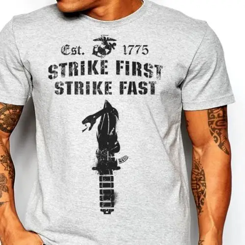 Military Combat Arms Trench Knife T-Shirt USMC, Army, Naval, Special Forces 100% Cotton O-Neck Short Sleeve Casual Mens T-shirt