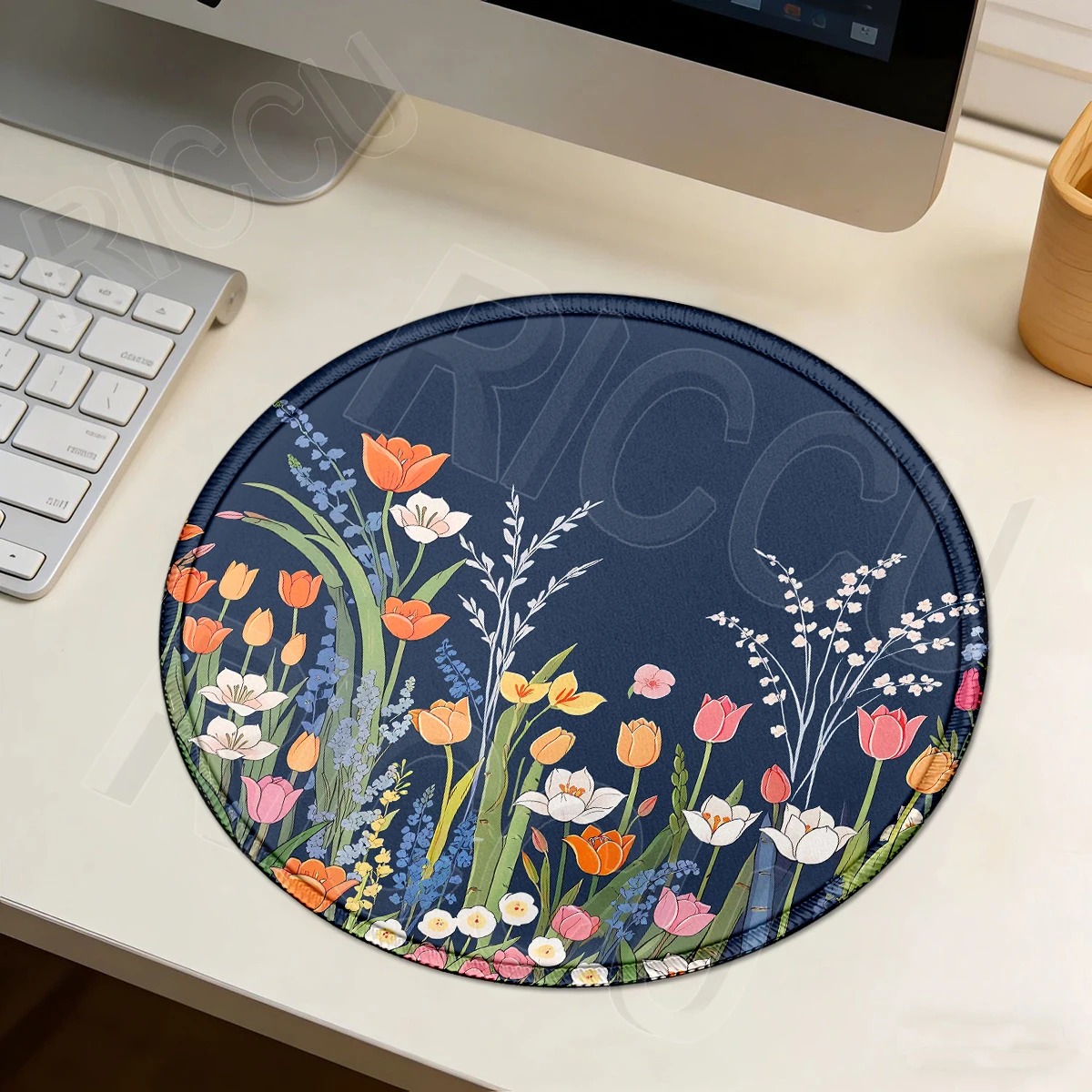 Minimalism Retro Floral Mouse Pad Office Accessories PC Round Non-Slip DeskMat E-Sports Laptop Mousepad Keyboard Cabinet Playpad