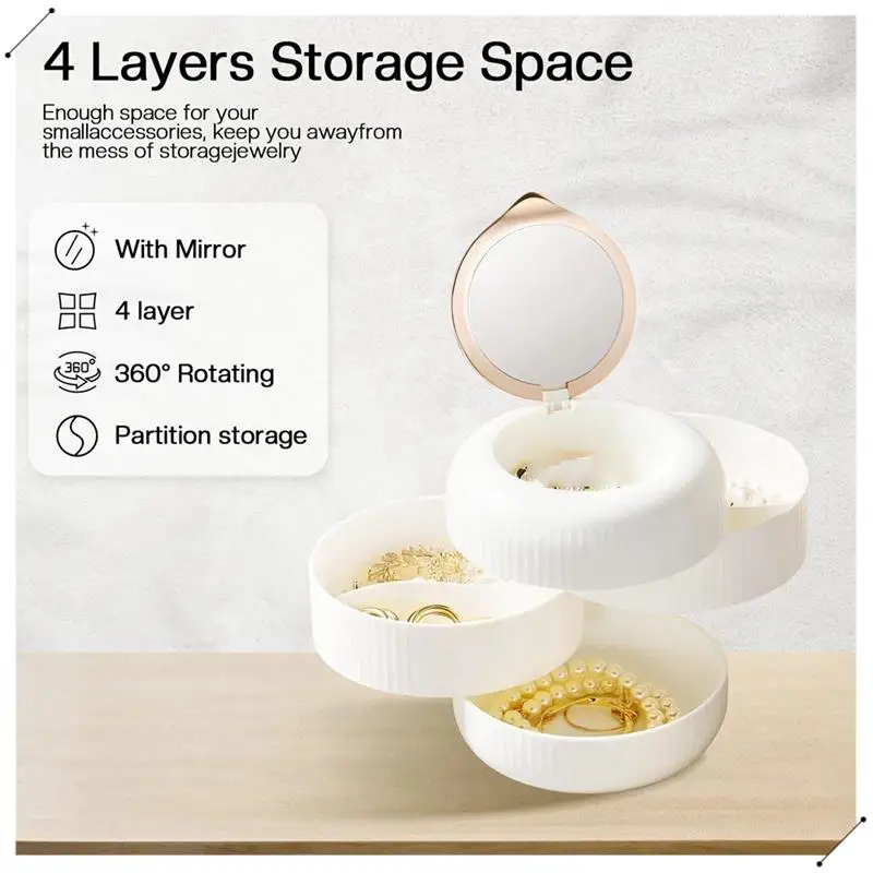 Caja de joyería organizadora, joyero de viaje, pequeñas cajas de joyería para mujer, soporte para pendientes de 4 capas, B