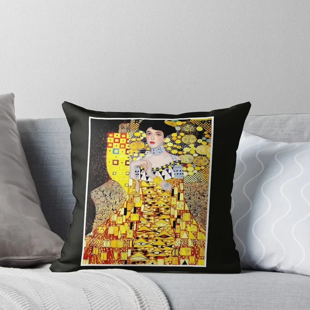 klimt : Vintage 1906 Adele Bloch Bauer Lady in Gold Portrait Print Throw Pillow Pillowcases pillow