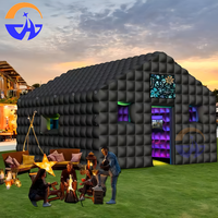 Commercial Black Portable Inflatable Nightclub Tent Cube Wedding Marquee Disco Vip Lounge For Night Club Parties