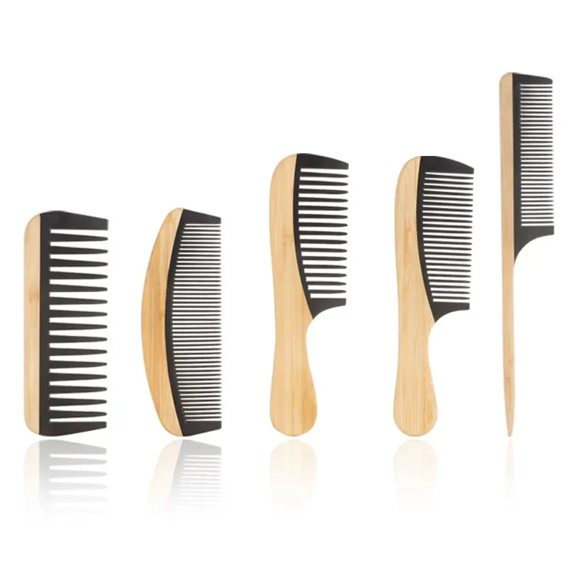 Natural Bamboo Wooden Tail Hair Combs Anti-Static Hairs Care Healthy Massage Close-Tooth Comb Professional Barber Styling Tools