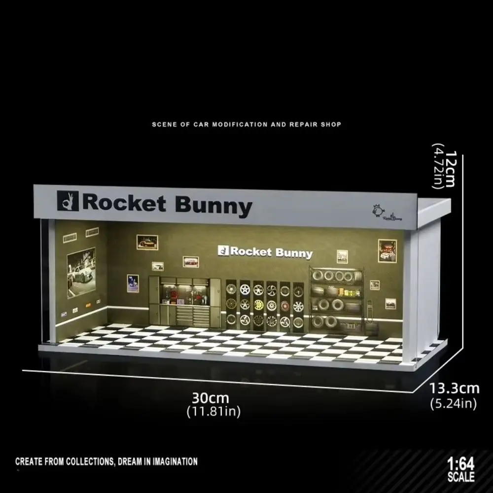 1/64 مقياس المرآب المشهد نموذج الإضاءة نسخة بسيطة الجمعية موقف للسيارات نموذج مصغرة محاكاة نموذج سيارة صندوق عرض