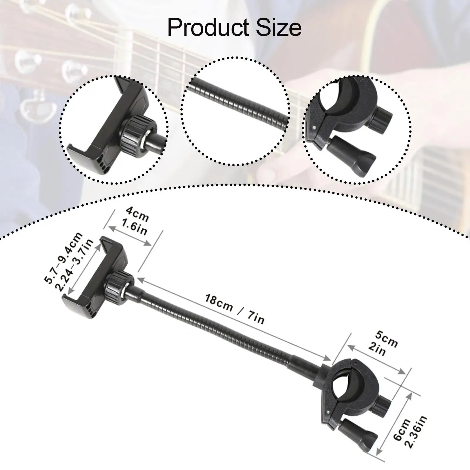 حامل هاتف بحامل ميكروفون 360 °   تدوير قابل للتعديل معقوفة الذراع الهاتف الخليوي