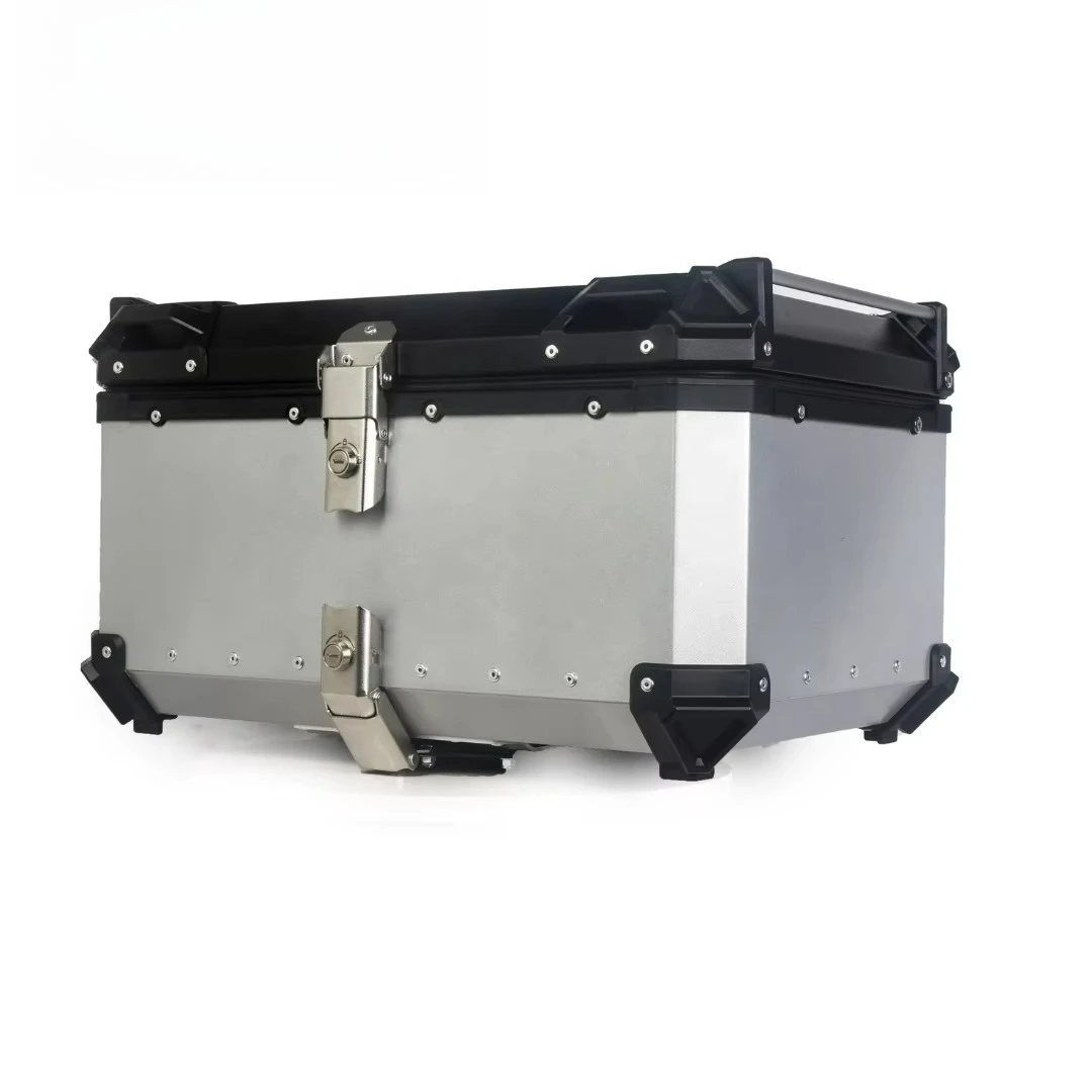 65L silver aluminum alloy motorcycle helmet box trunk top box luggage storage installation bracket travel essentials