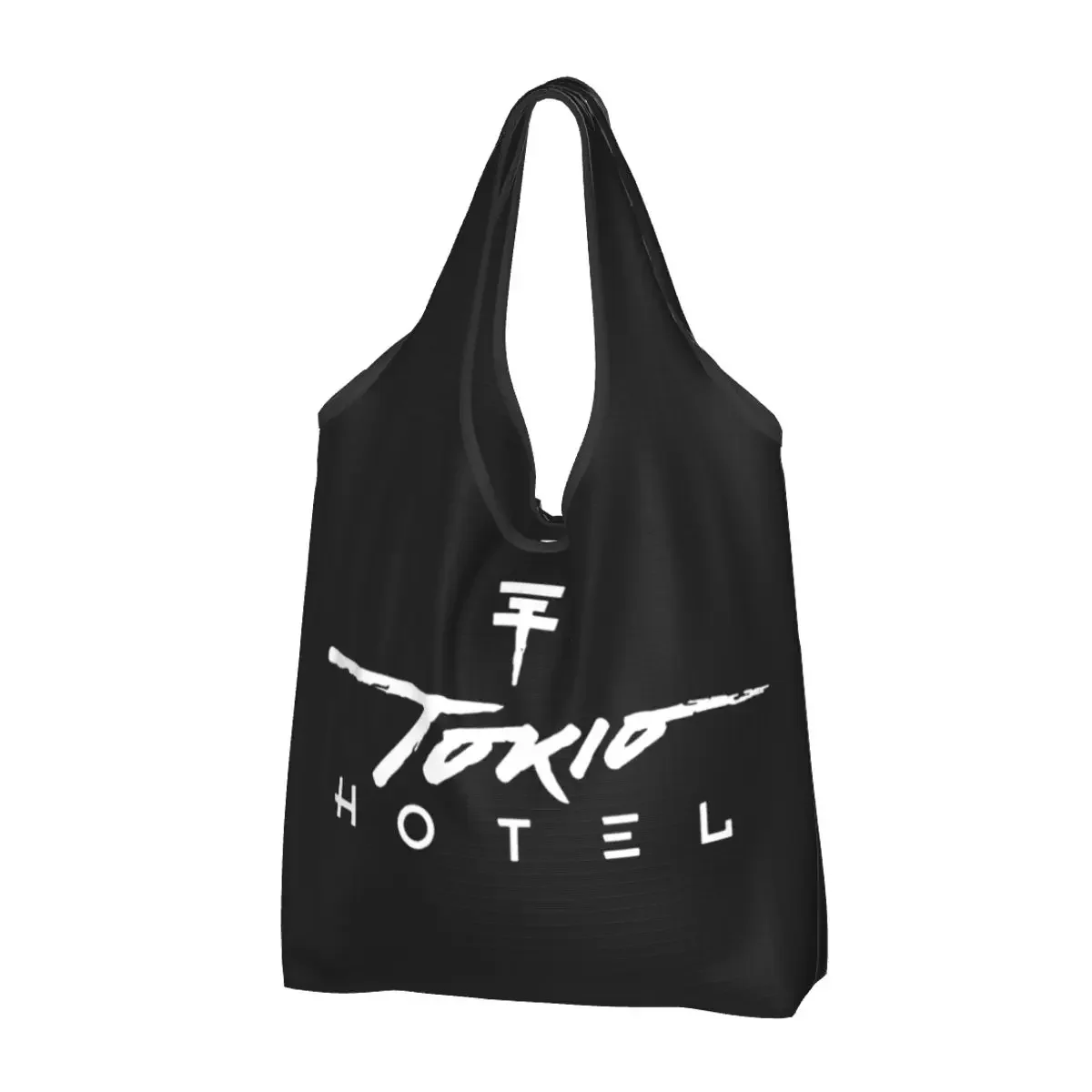 Reusable Tokio Hotel Logo Grocery Bags Foldable Machine Washable Shopping Bag 50LBS Extra Large Folding Totes Bag Lightweight