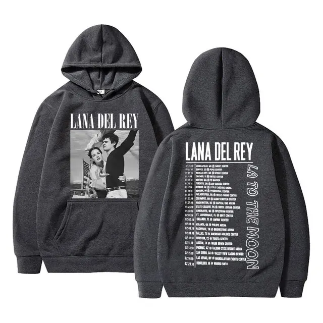 90s Singer Lana Del Rey Ldr Sailing Double Sided Graphic Hoodie Men Women Harajuku Vintage Sweatshirt Men's Oversized Streetwear