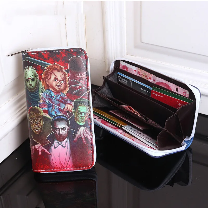 Anime Good Guys Cartoon Chucky PU Leather Multi-Layer Wallets Cosplay Clown Wallet Coin Bag Zipper Purse Gift