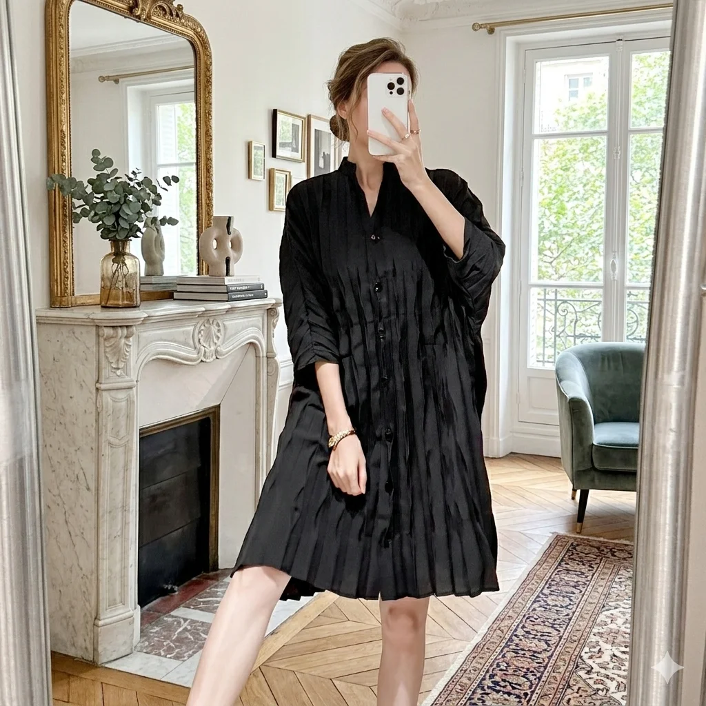 

Miyake Pleated Suit Design Sense of Fashion Medium-length Two-piece Simple Commuting Temperament Wear A Whole Set of Female