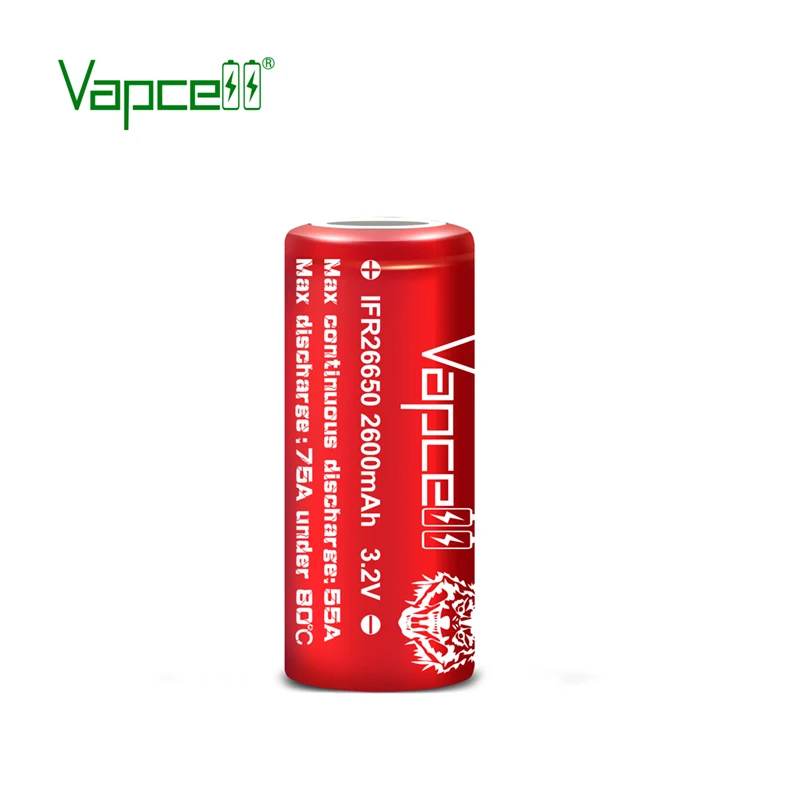 Original Vapcell lifepo4 IFR26650 2600mah Rechargable Battery 55A beat A123 26650 M1B 2500mah For Solar Light Tourist Golf Cart