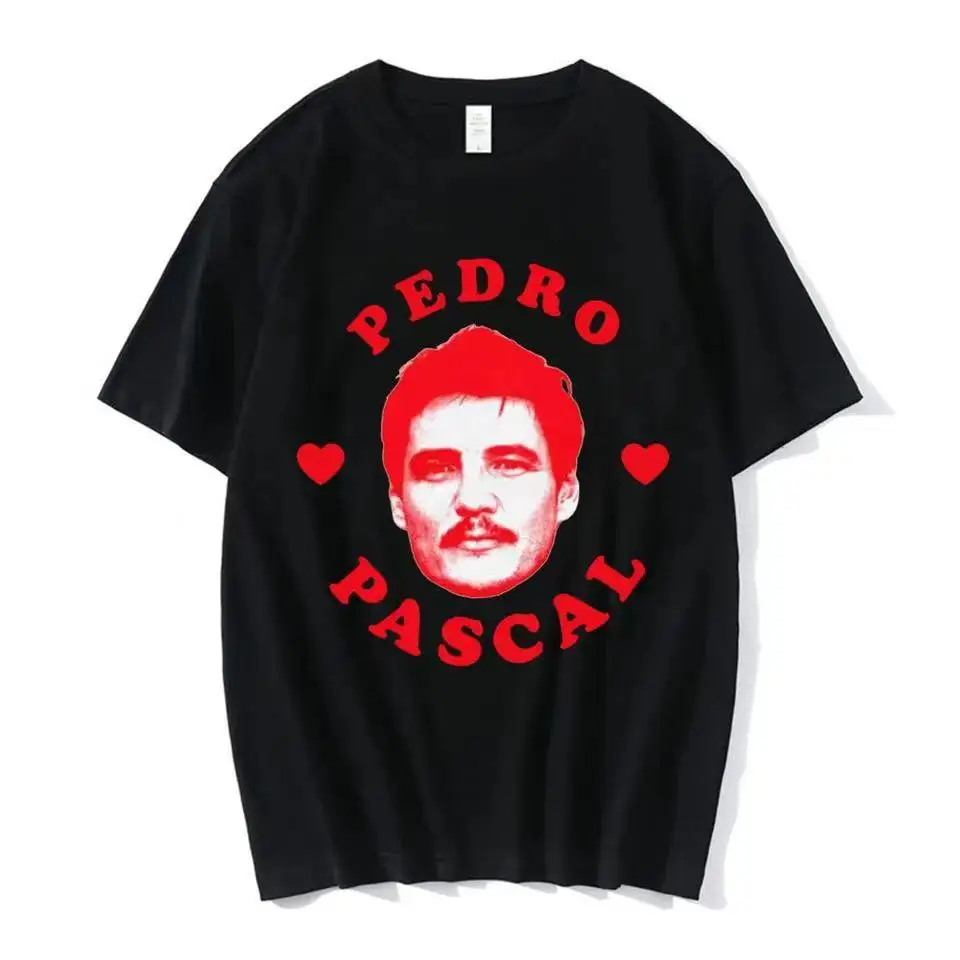 New I Heart Pedro Pascal T Shirts I Love Pedro Pascal Movie TV Actor T-Shirt Men's Cotton Short Sleeve Gothic T Shirt 2026