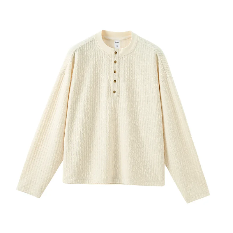 Old Money Henry Collar Long-sleeved T-shirt 26 Spring and Summer New Fashion Brand Casual Lazy Solid Color Men's Top