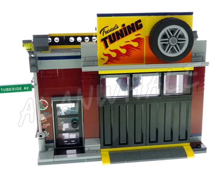 939pcs City Tuning Workshop Tow Truck Repair Shop Garage Camping Trailer Hot Rod 11535 Building Block Toys Compatible With Model