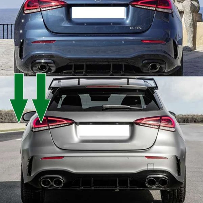 Car Rear Bumper Turbo Muffler Exhaust Tips Pipe 4 Exits For Mercedes Benz W177 A35 AMG 2020+ Accessories Tail Pipes Trim Frame