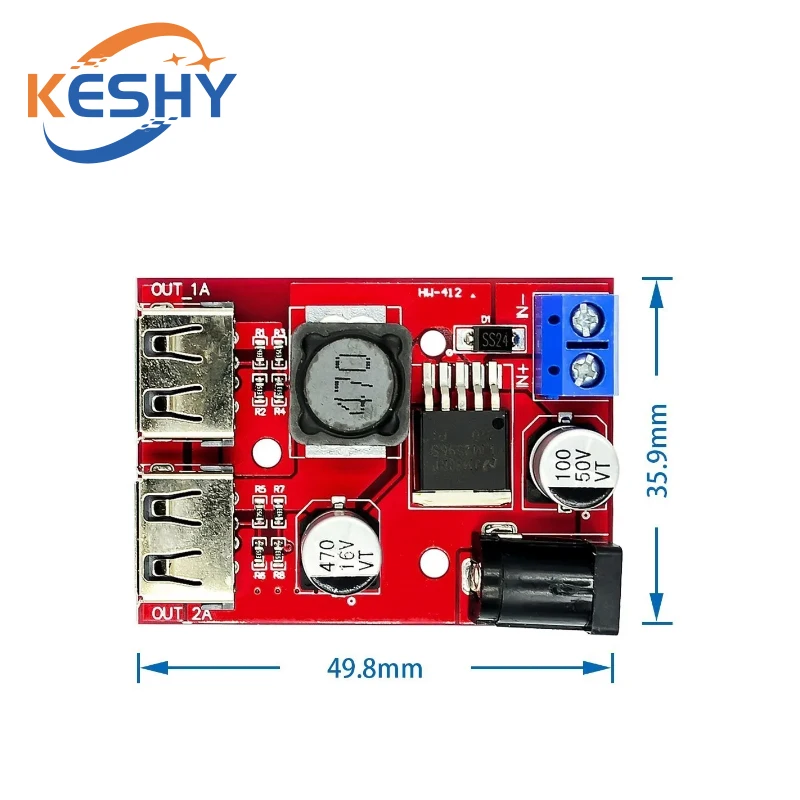 LM2596 LM2596S Dual USB DC-DC 9V 12V 24V 36V to 5V 3A Step Down Buck Converter Board Car Charger Solar Power Supply Module