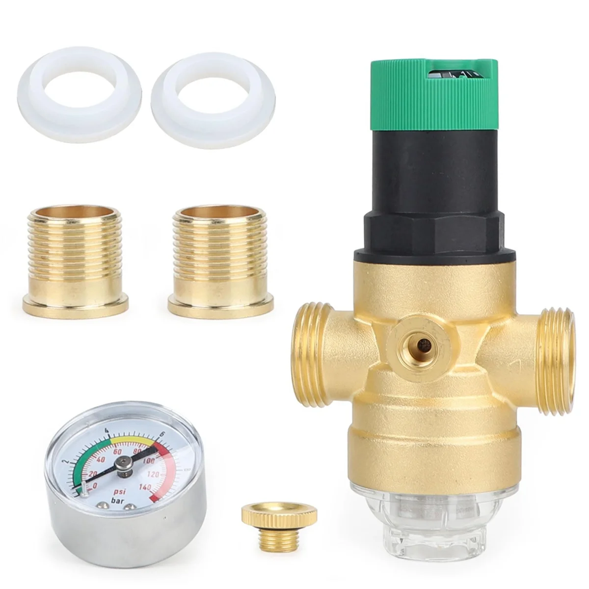 Pressure Regulator Water with Pressure Gauge Water and Screen Filter 3/4 Inch DN20 Pressure Regulator