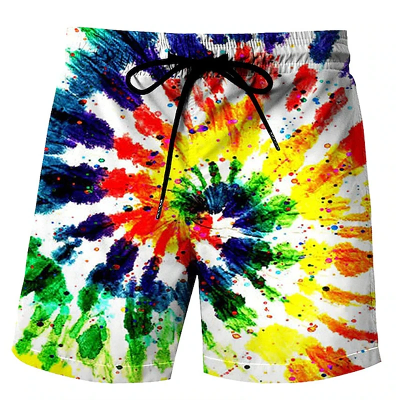 Classic Vertigo Pattern 3D Print Beach Short Pants Mens Rainbow Shorts Swim Trunks Kid Summer Board Shorts Funny Mens Clothing