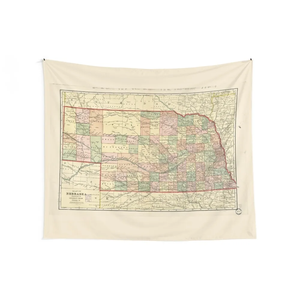 Map of Nebraska (1902) Tapestry Korean Room Decor Living Room Decoration Decoration For Bedroom Tapestry