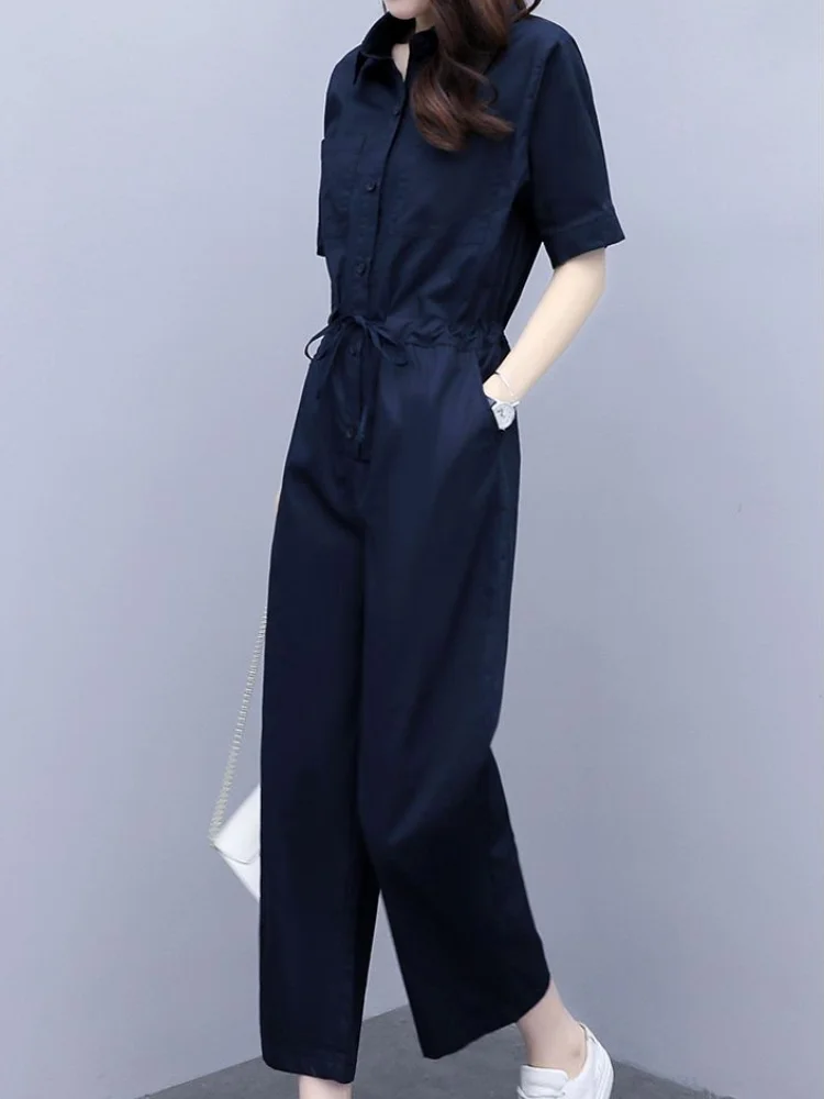 Draw String Ladies Trouser Summer 2024 Baggy Women\'s Blouse and Pants Two Piece Set Wide Leg Shirt Chic Elegant Fashion Clothing