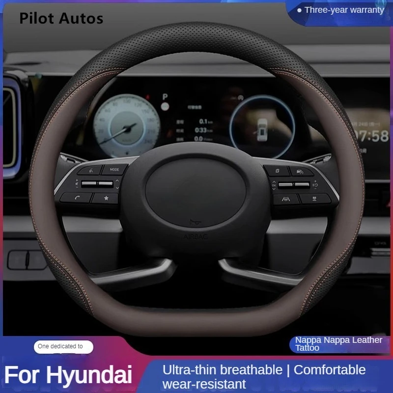 

Original Colour For Hyundai Car Steering Wheel Cover Interior Leather Breathe Nappa For Hyundai Fiesta Elantra Sonata Tucson
