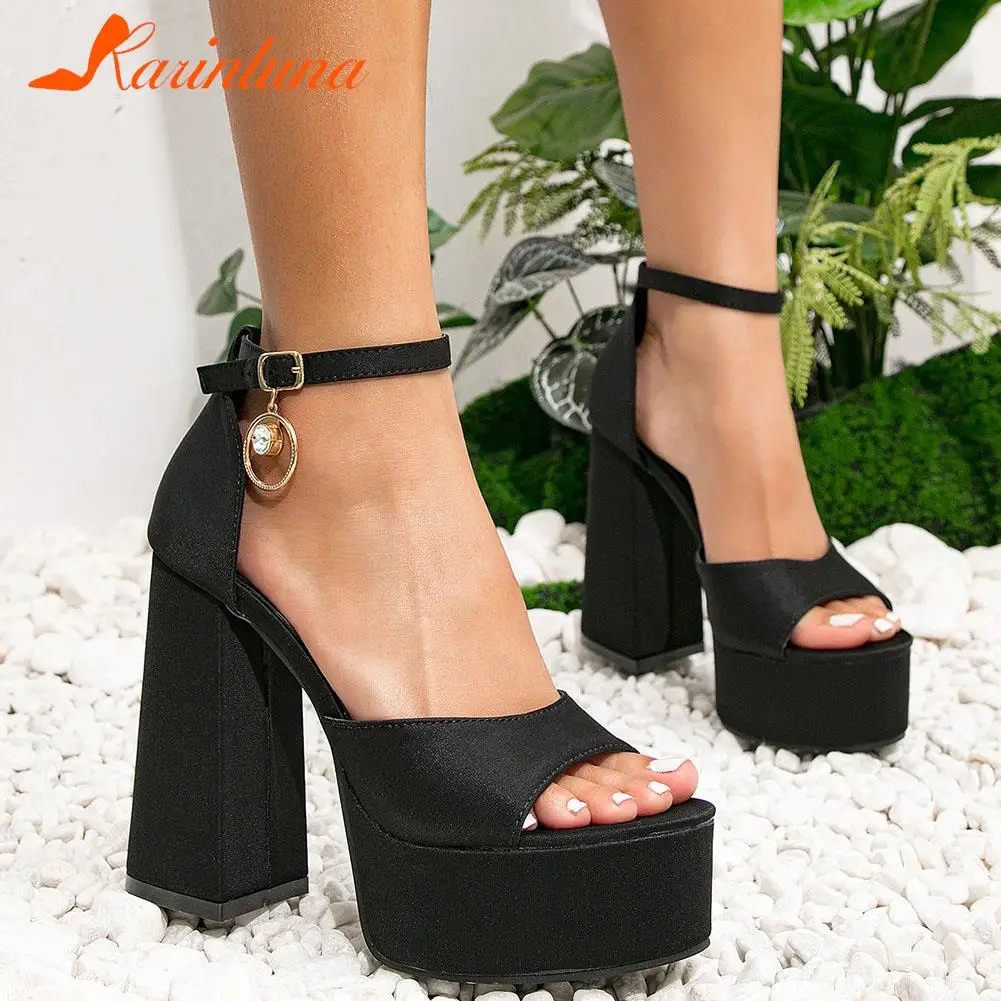 Karinluna Platform Chunky Heels Women Sandals 2023 Summer Sexy Party Fashion Office Lady Comfy Wedding Shoes Pump Sandals