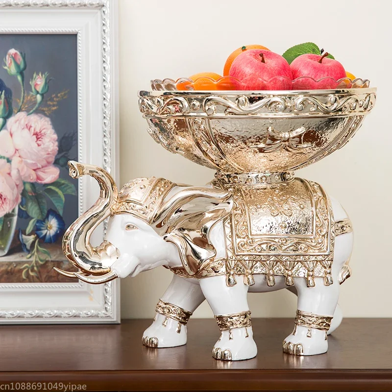 

European Style Elephant Fruit Plate Ornaments Living Room TV Cabinet Hotel Home Decorations Creative Practical Crafts Furniture