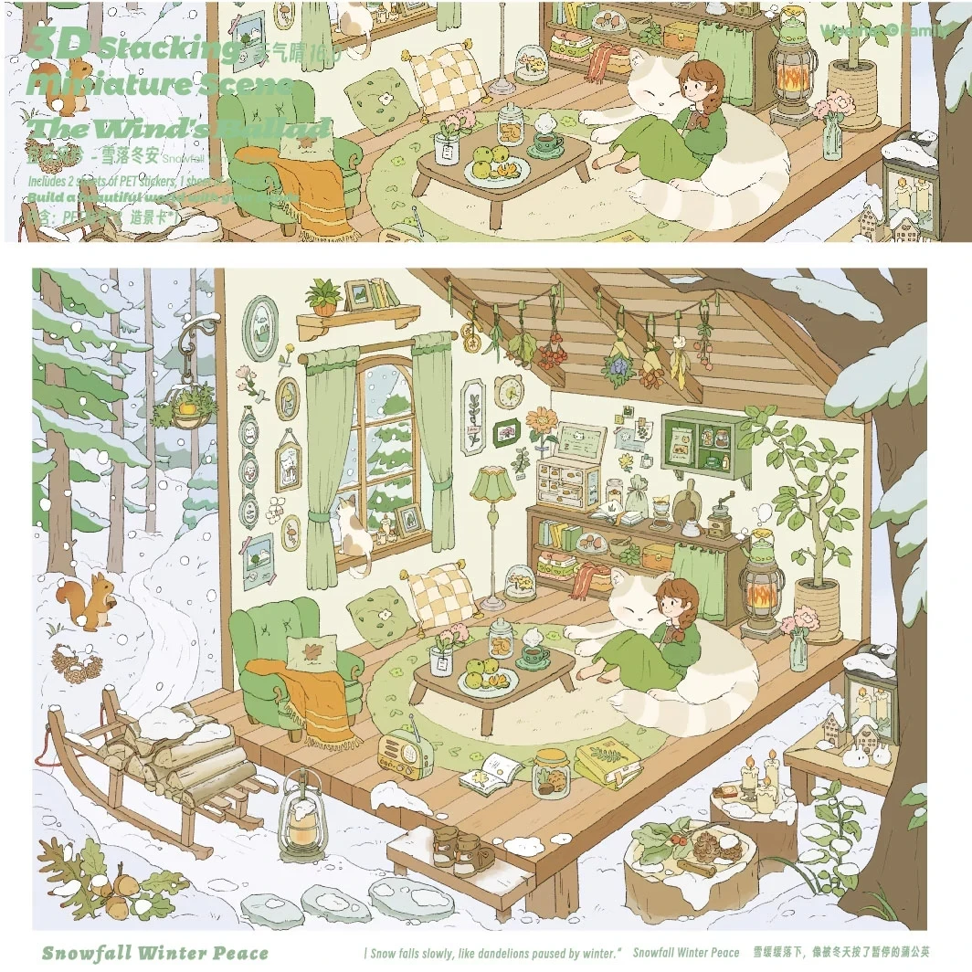 Kawaii leisure suite 3D Home Diary Landscape Sticker DIY Pocket Cabin Scene Christmas gifts ﻿