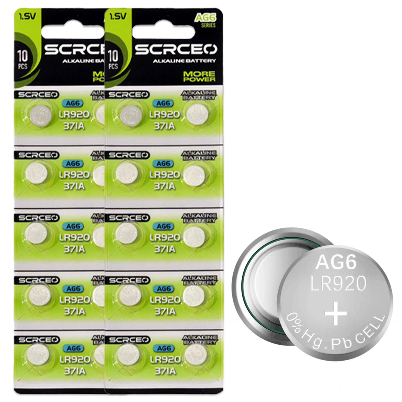 10-50pcs AG6/LR920 1.5V Alkaline Button Batteries Replace SR920 SR920SW 371A 371 for Watch Car Key Toy Durable Coin Cell Battery