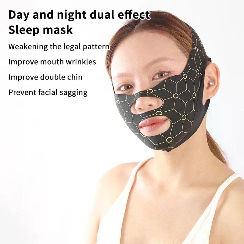 Maschera elastica a forma di V Cintura a doppia pressione Maschera per scolpire il viso Riduttore a doppio mento Fasciatura dimagrante per il viso Jawline Dispositivi per il lifting del viso