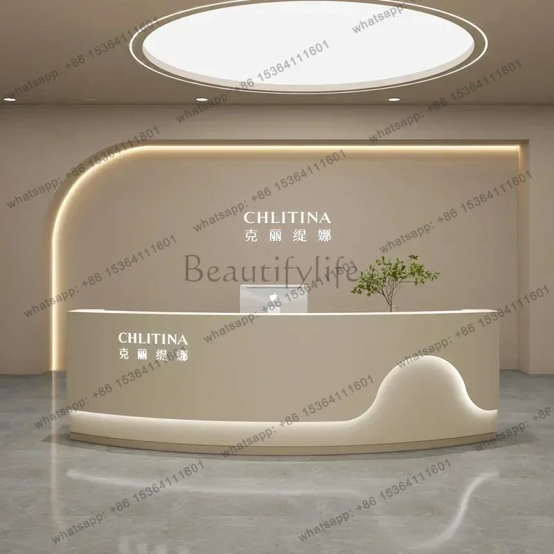 LJY Podium Stands Desk Furniture For Aesthetic Prescription Desk Salon Modern Reception Salon Entrance Table Beauty Salon Recept