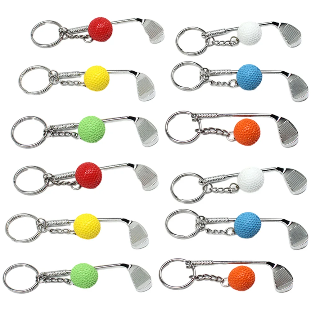 

12 Pcs Golf Keychain Keychains Toys Golfs Ball Golfing Balls Ring Pendant Fun Accessory