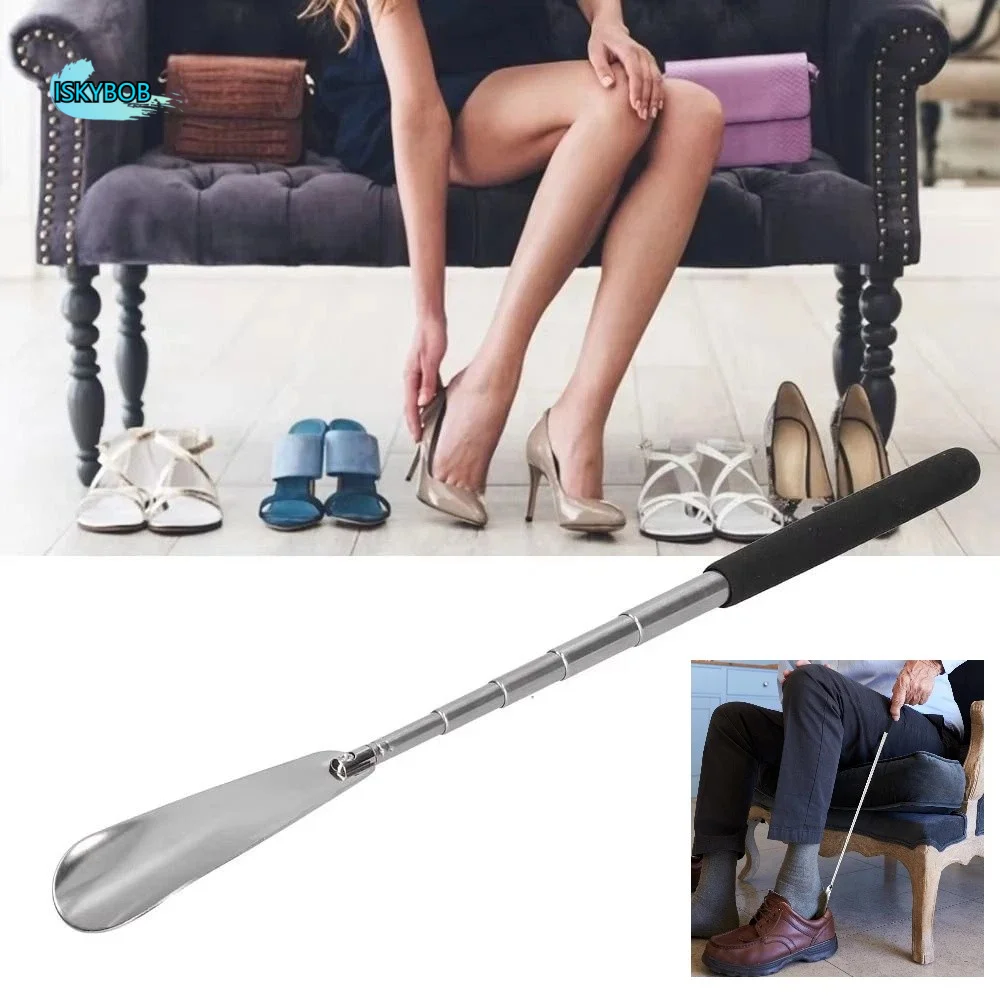 

Stainless Steel Extendable Shoe Horn Adjustable Length Flexible Design Retractable Shoehorn Durable Easy Grip