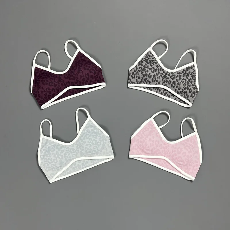 HISTELLO Sports Bra Seamless Scrunch High Support Leopard Print Workout Crop Top Gym Yoga Fitness Running Activewear Sports Bra