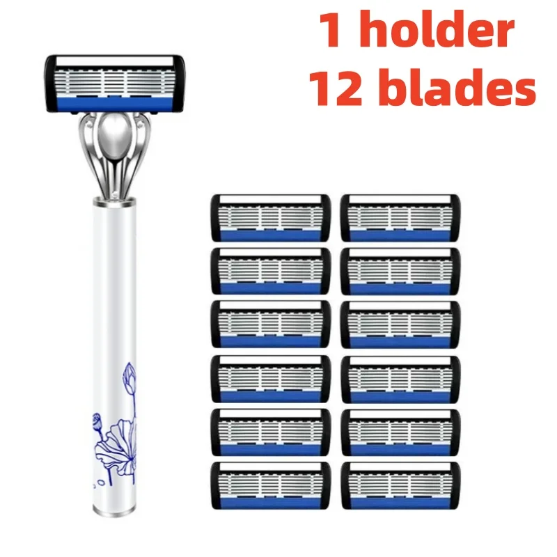 6-layer razor blades skin-friendly lotus razor stainless steel reusable hair removal blades for deep cleansing