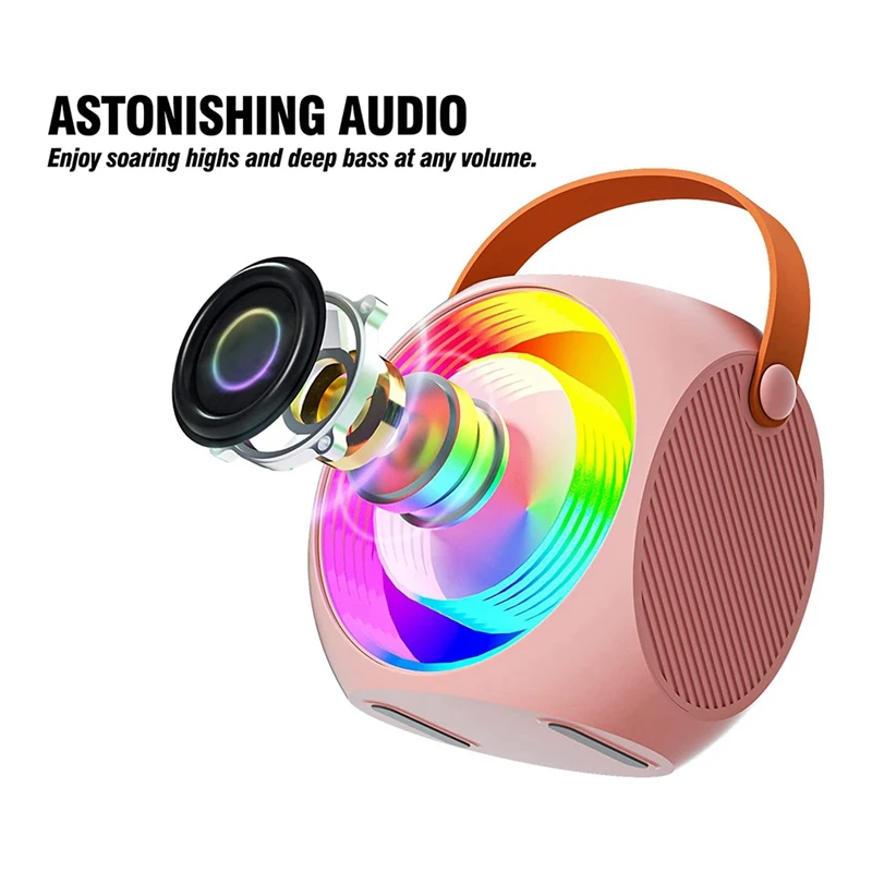 

HOT-Mini Karaoke Machine, Portable Bluetooth Speaker Wireless Microphone For Kids And Adults With LED Lights