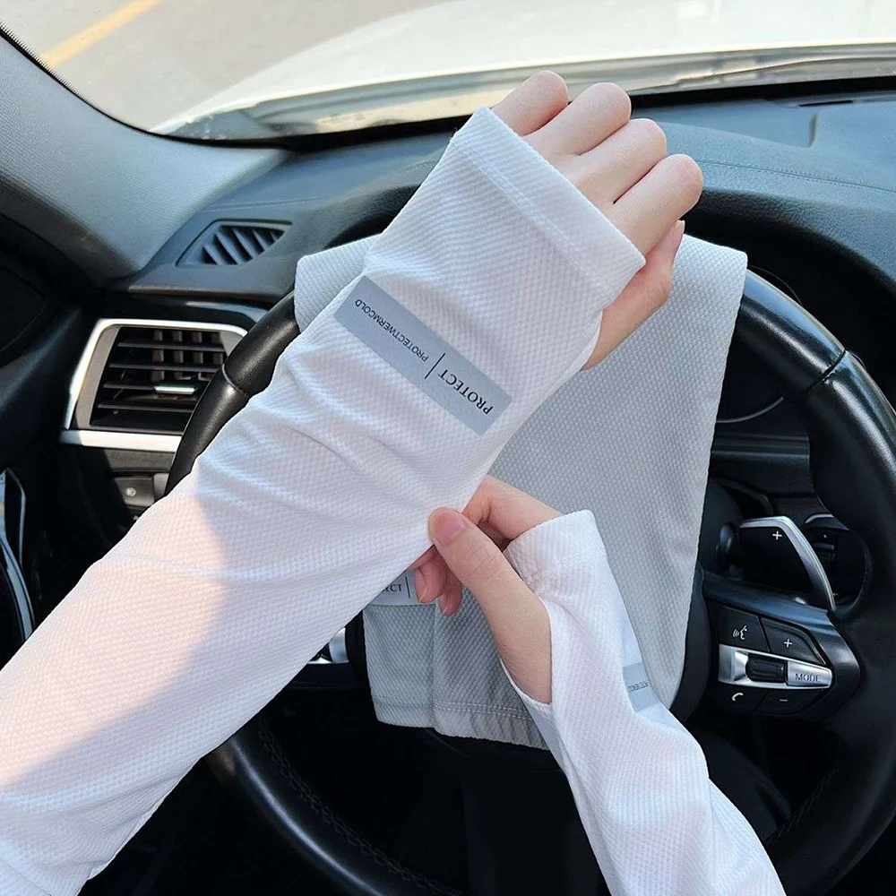 Men Elastic Ice Sleeves Outdoor UV Protection Sleeves Driving Gloves  Breathable Sweat Absorbent Arm Cover Sunscreen Sleeves