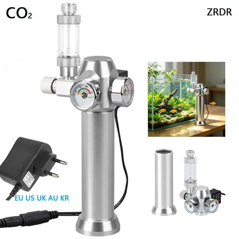 Aquarium CO2 Regulator Solenoid Valve Bubble Counter Small Gas Bottle 3-8UNF With Sleeve Fish Tank CO2 Pressure Reducing Valve