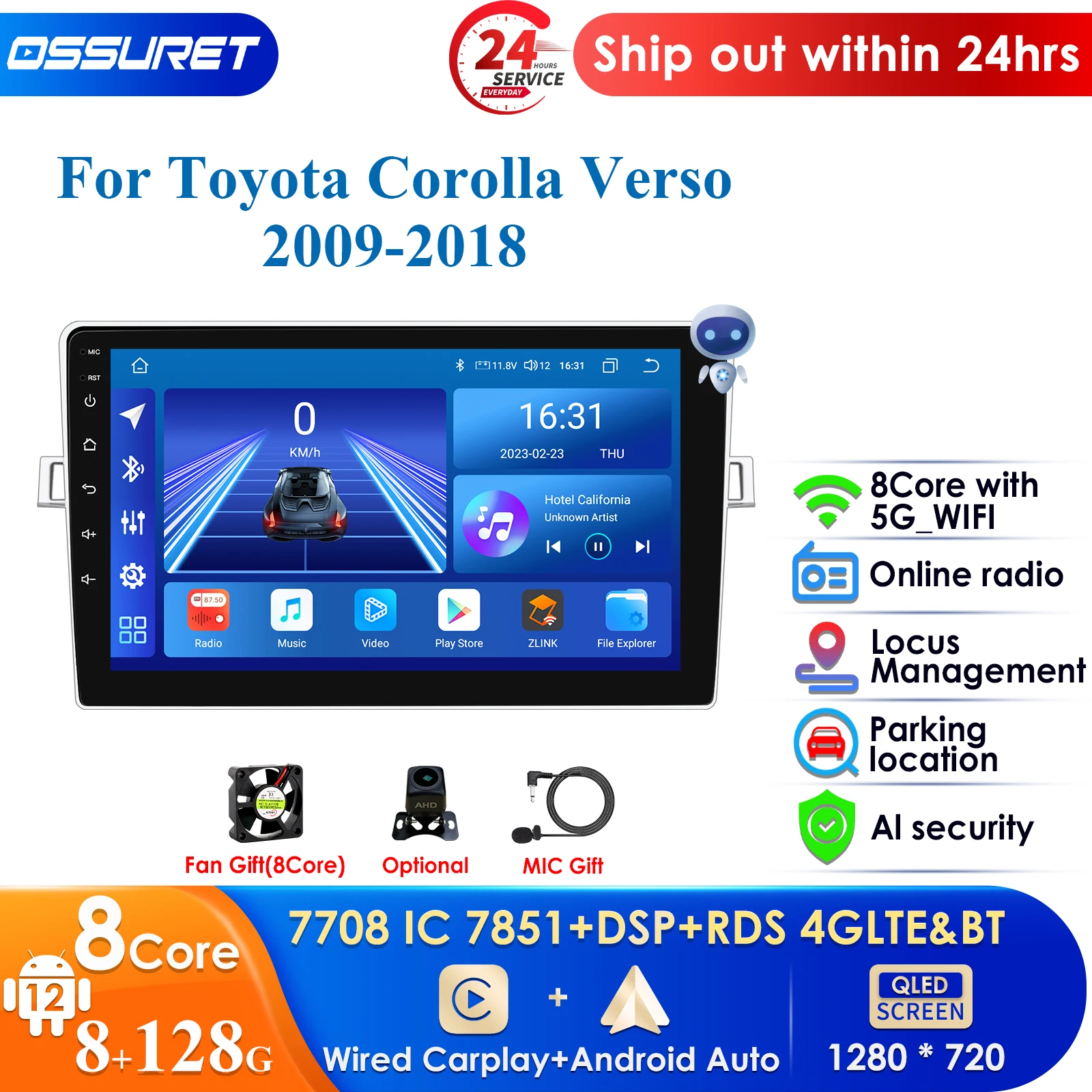 

Carplay 4G 9'' 10.33'' 7862 DSP 2din Android Car Radio for Toyota Corolla Verso Multimedia Video Player Autoradio Stereo RDS DVR