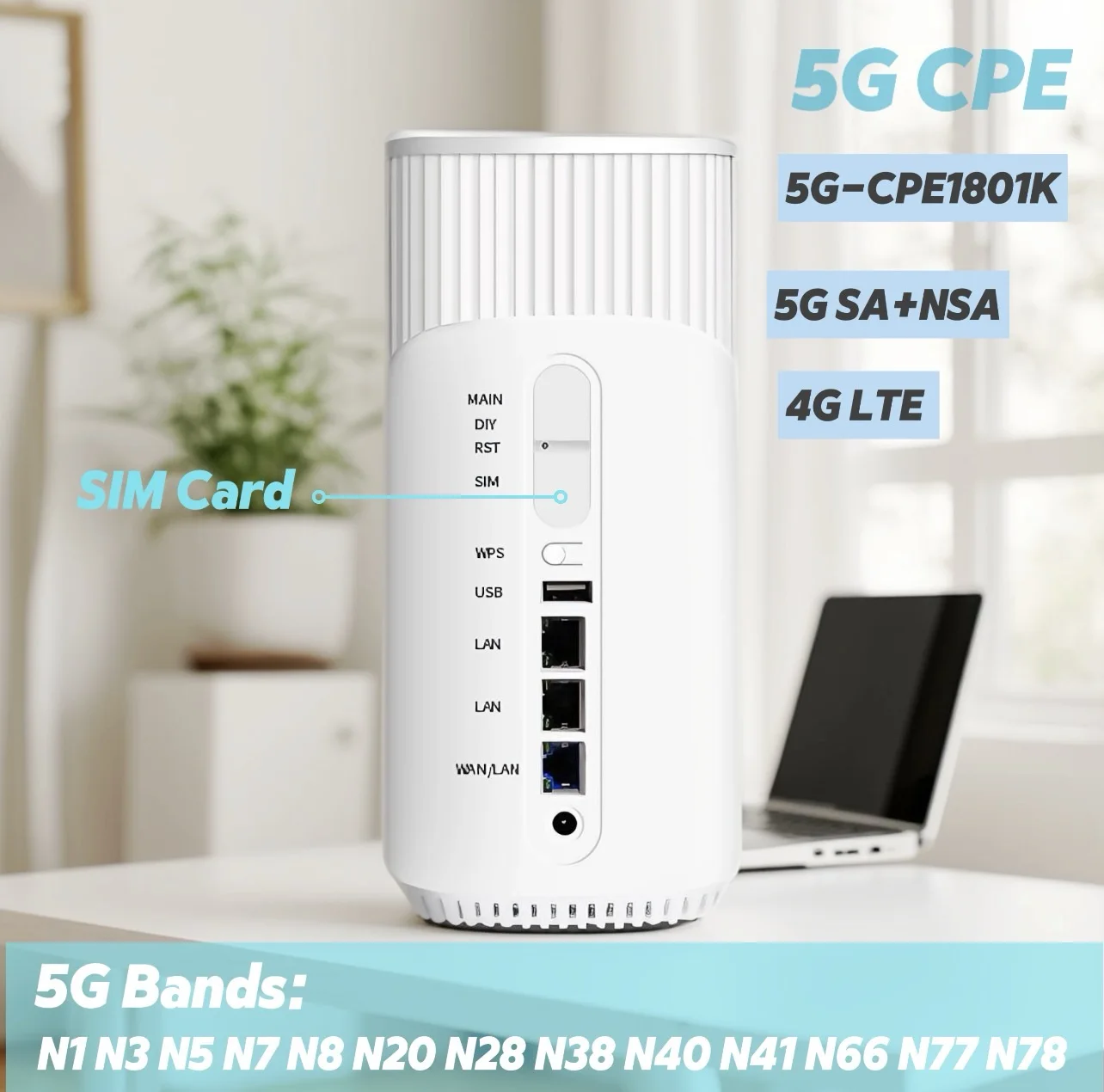 AX1800 5G Router SIM Card WiFi6 Enterprise Class High Speed Dual-Band Wi-Fi Router for Business Router for SIM Card 5G&4G