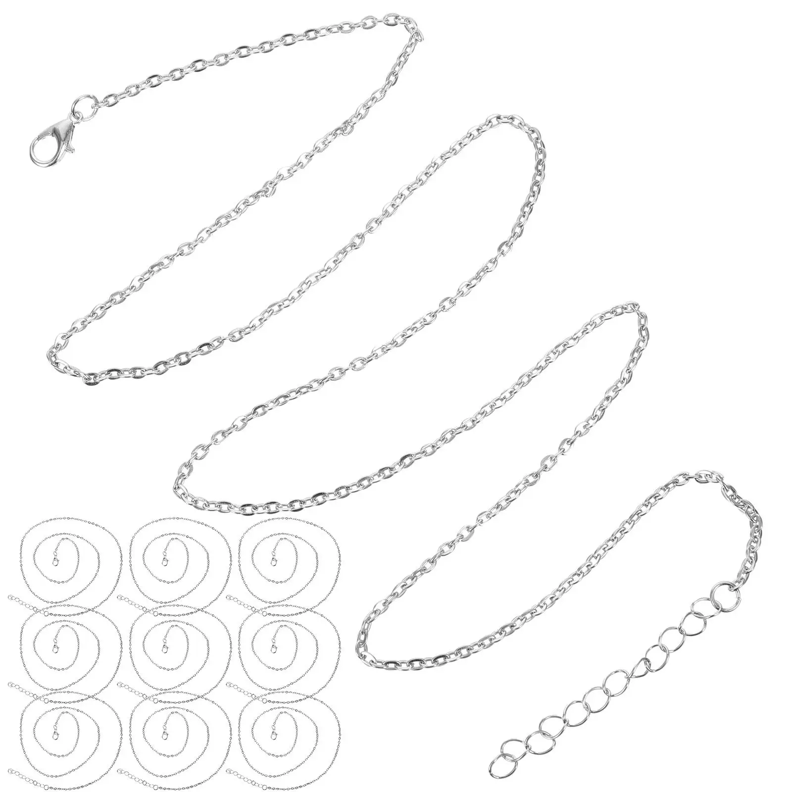 10 pièces de chaînes de collier en métal pour bijoux en vrac, avec fermoir, pour la fabrication de pendentifs et de bracelets.