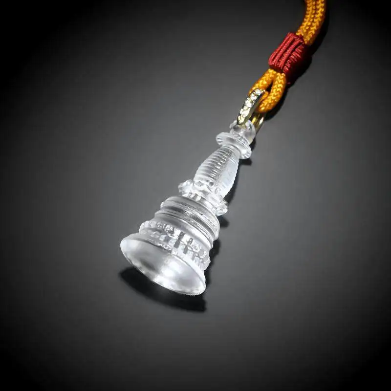 Mini Tibetan Bodhi Pagoda Pendant Necklace Portable Ancient Glazed Auspicious Amulet for Blessing and Good Luck Gifts
