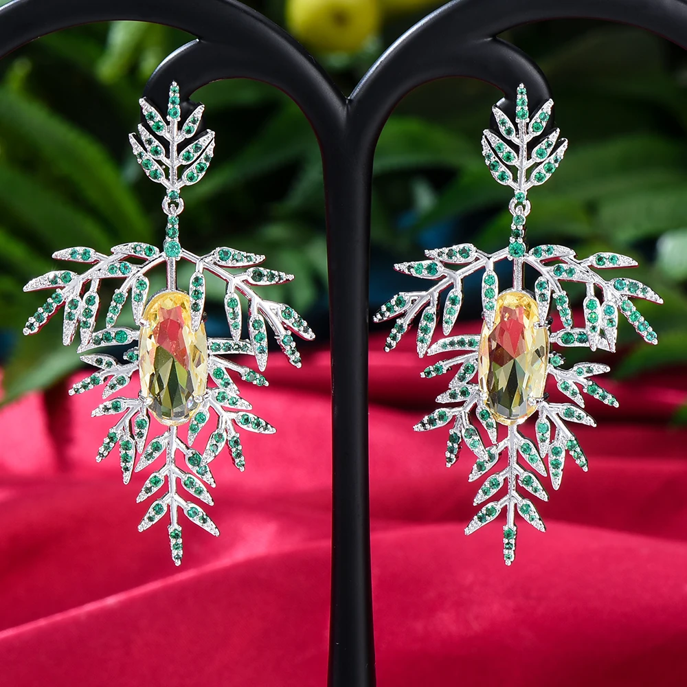 

Siscathy Trendy Statement Plant Tree Drop Earrings For Women Wedding Party Indian Dubai Bridal Jewelry boucle d'oreille femme