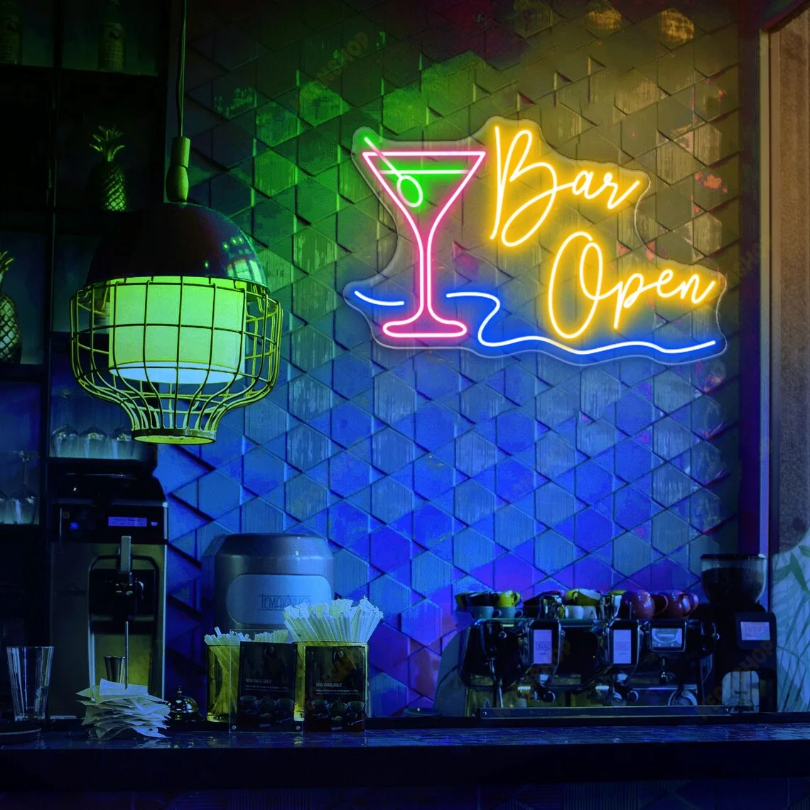 Bar Open Neon Sign Bar Wall Decor Art Acrylic Night Lamp Bar Logo Sign Business Sign Neon Open Signs For Bar