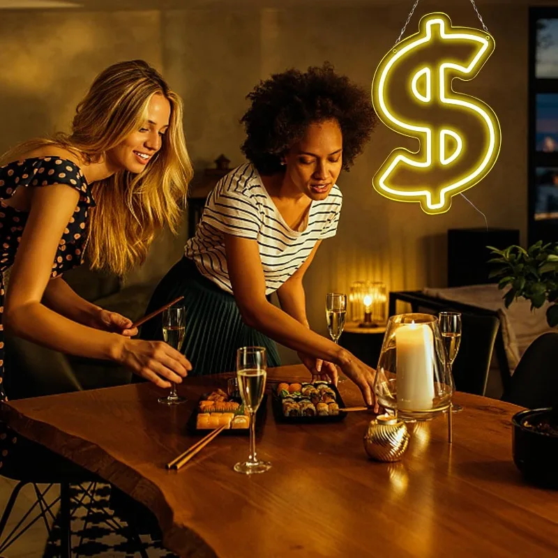 الدولار النيون لتزيين الحائط المال USB بالطاقة أضواء النيون لغرفة النوم Led علامات الأعمال للرجل الكهف بار حانة مطعم #5