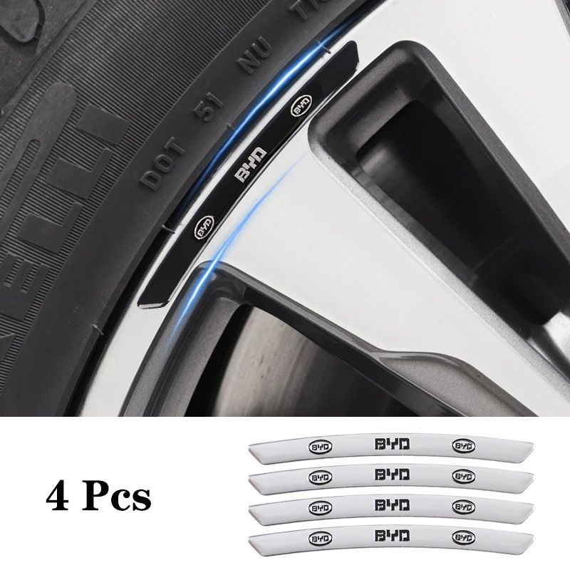4Pcs Car Wheel Hub Rim Badge Stickers Decals Decoration For BYD Tang F3 E6 Atto3 Yuan Plus Song Max F0 G3 I3 Ea1 Dmi 2din S7 E3