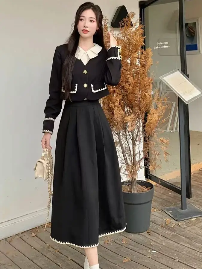 

Цветной блузный костюм больших размеров, комплект из джерси и юбки, женский комплект с высокой талией Faion Ensemble ort Sve Busin, повседневная одежда