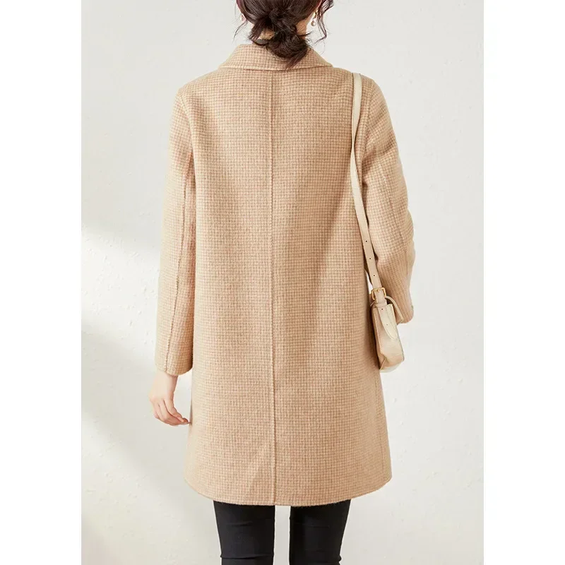 autumn and winter new double-sided cashmere coat women's medium and long temperament age-reducing wool woolen coat